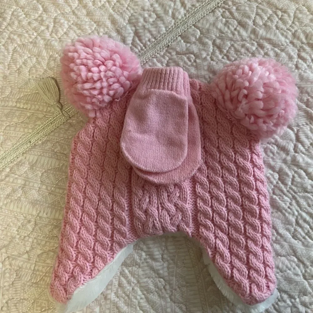 Baby Girl knit Pink Warm Hat/gloves size 0-6 from Target